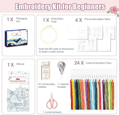 spicssa 2026 Upgraded Embroidery Stitch Book Kit, All in One Sewing Embroidery Kits, Starter Practice Patterns, Complete Tool kit and VideoTutorials, Gifts for Girlfriends, Mothers, and Craft Lovers - Image 2