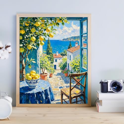 Beach Cute Lemons Paint by Numbers Kit for Adults Beginner (Without Frame) - Image 3