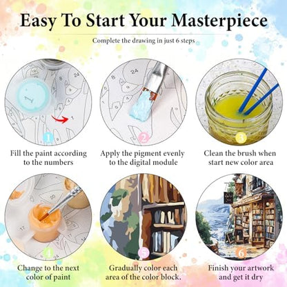 Dawnsphere Bookshop Paint by Numbers Kit for Adults Without Frame 16x20 in - Image 6
