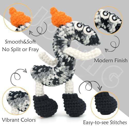 4 Pack Rainbow Beginner Crochet Yarn for Crocheting Knitting Multicolor Cotton Crochet Yarn for Beginners with Easy-to-See Stitches Cotton-Nylon Blend Easy Yarn for Beginners(Black Grey Tone) - Image 5