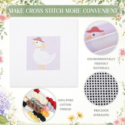 Chumia 3 Pcs Goose Needlepoint Canvas Kit for Adult 13ct 8" x 8" - Image 3