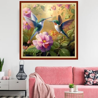 Redxing Stamped Cross Stitch Kits Embroidery kit for Beginners Adults Full Range of Embroidery Patterns Starter Kits DIY Printed Cross Stitch Kits Needlepoint Kits 11CT-Hummingbird flowers 18x18 inchs - Image 2
