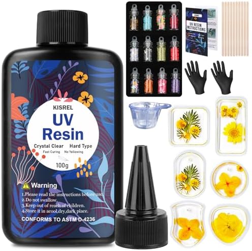 KISREL UV Resin Jewelry Making Kit,100g Crystal Clear UV Resin by KISREL