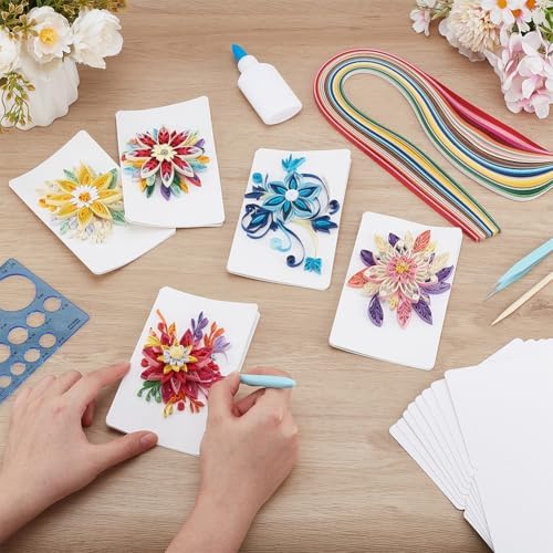 WEBEEDY 20 Sets Paper Quilling Kit for Adults Beginner DIY 5 Styles Flower Greeting Card Making Kit with Instruction Handmade Flower Quilling Card for Birthday,Wedding,Holiday,Mother's Day - Image 4