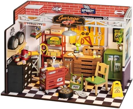 ROBOTIME Miniature House Kit DIY Mini Garage Workshop Tiny Model House Building Kit with LED Decorative Craft for Adults Hobby Gift by ROBOTIMEBuildingThingstoLife