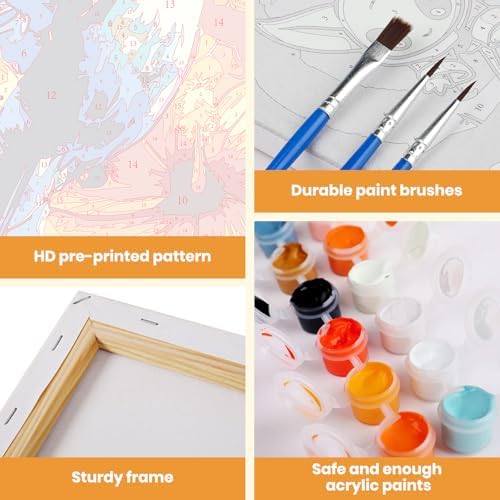 MXJSUA Hummingbird Flower Paint by Numbers Kit with Frame for Adults, Easy Beginners Paint by Number on Canvas with Easel, Acrylic Number Painting Craft Gifts for Home Decor, 8x12 inch - Image 4