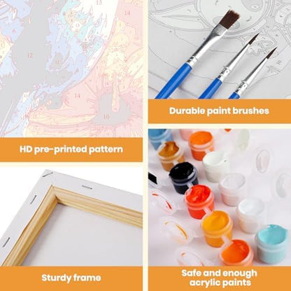 MXJSUA Hummingbird Flower Paint by Numbers Kit with Frame for Adults, Easy Beginners Paint by Number on Canvas with Easel, Acrylic Number Painting Craft Gifts for Home Decor, 8x12 inch - Image 4