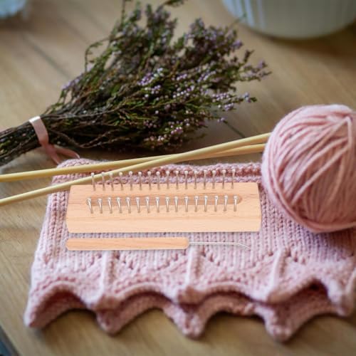 COHEALI Wooden Knitting Loom Kit with Crochet Hook Solid Beech Scarf Knitting Loom 6.29In Lightweight DIY Weaving Tool for Handmade Scarves and Crafts - Image 7