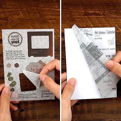 Dizdkizd Washi Stickers Book for Journaling, Vintage Scrapbook Ephemera with 180pcs Film Stickers and 20 Adhesive Scrapbooking Papers, Junk Journaling Supplies - Image 3