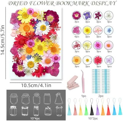 106Pcs Transparent Dried Flower Bookmarks, Dried Flower Bookmark Kit, Handmade DIY Bookmarks for Pressed Flowers, Thousand Flower Bookmark for Kids Women Men, Book Lovers - Image 2