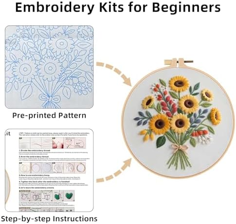 Herdiese Embroidery Kit for Beginners & Adults with Flower Pattern - Image 4