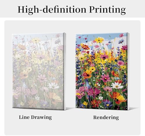 HeeBenor Framed Paint by Numbers Kit for Adults, Flowers, 8x12 Inch - Image 4
