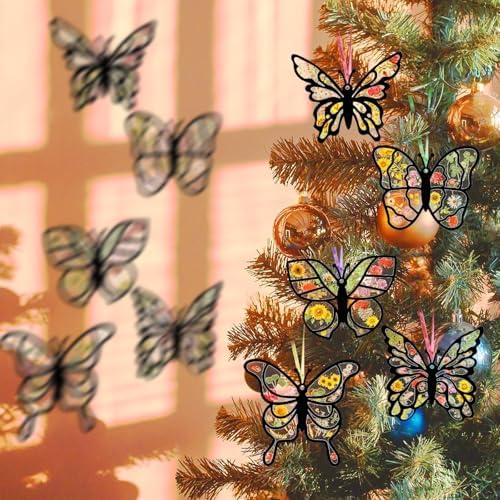 EggSun 36 Sets Butterfly Suncatchers Craft Kit Ornaments Dried Flower Stickers Window Arts and Crafts Kit for Classroom Holiday Projects Home Party Favors Decorations - Image 5