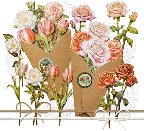 Mayplous DIY Flower Bouquet Craft Kit with Paper Rose, Tulip & Peony Die-Cut Floral Pieces, Foil Camellia Bouquet for Scrapbooking, Card Making & Mother's Day Decor (Kary) by Mayplous