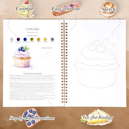 Watercolor Workbook for Beginners,18 Baking Water Coloring Book,Relaxing & Easy to Paint Water Coloring Book with 24 Colors-Perfect for Gifting to Creativity & Joy for Adults - Image 4