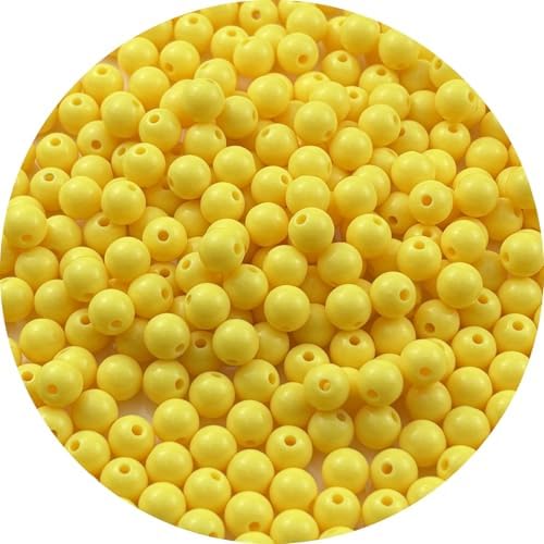 300pcs Acrylic Round Beads for Crafts 8mm Resin Candy Color Spacer Beads with Hole for Jewelry Making Sewing Crafts Decoration Necklaces Bracelets Earrings Supplies(Yellow) by Unknown