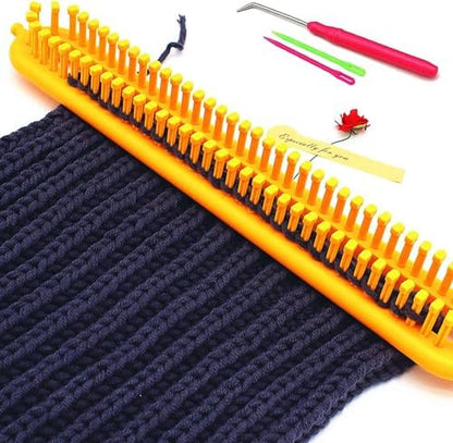 Katech 3 pcs Rectangle Knitting Looms Set Dense Pegs Loom Knitter Different Sizes Colorful Plastic Weaving Looms Set DIY Yarn Weaving Kits with a Crochet Hook and Needle (Color is Random) - Image 6
