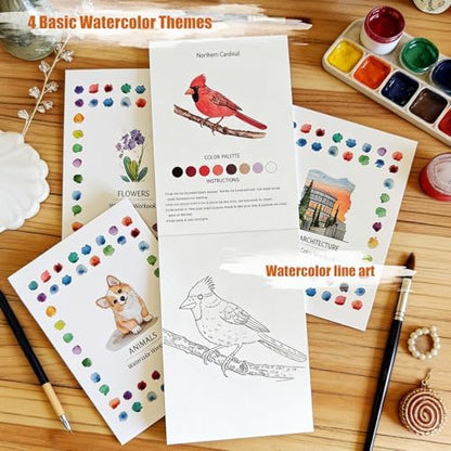 Watercolor Workbook, 100% Cotton Watercolor Paper Pad Set – 4 Pack (52 Sheets), 5.4" x 7.4" Cold Press 140lb / 300gsm Glue Bound Art Paper for Adults, Beginners & Daily Practice - Image 4