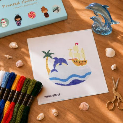 Howie's Needlepoint Beach Needlepoint Kits for Adults & Beginners, 18 Mesh Printed Needlepoint Canvas, Stamped Patterns Canvas Starter Kits(Special Summer,6"x 6") - Image 3