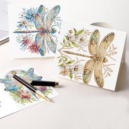 Tontut 6pcs 5D DIY Diamond Painting Kit Greeting Card,Diamond Handmade Greeting Card with Envelope, Holiday Gift Congratulations Colourful Dragonfly - Image 6