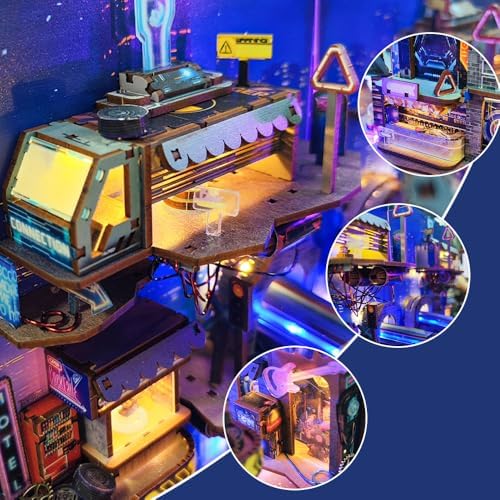 DIY Book Nook Cyberpunk Dollhouse Kit 3D Wooden Puzzle for Adults - Image 5