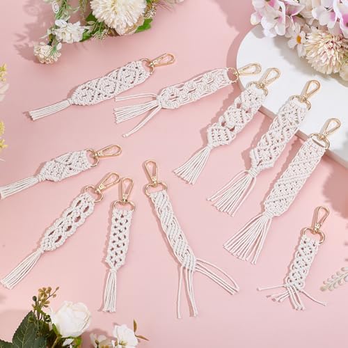 ACRNIGHEET 10PCS DIY Macrame Wristlet Keychain Kit for Adults Beginners Boho Macrame Wristlet with Tassel Craft Kit Gift Keychain Making Kit for Adult Purse Phone Includes Instruction - Image 5