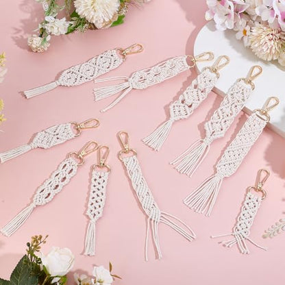 ACRNIGHEET 10PCS DIY Macrame Wristlet Keychain Kit for Adults Beginners Boho Macrame Wristlet with Tassel Craft Kit Gift Keychain Making Kit for Adult Purse Phone Includes Instruction - Image 5