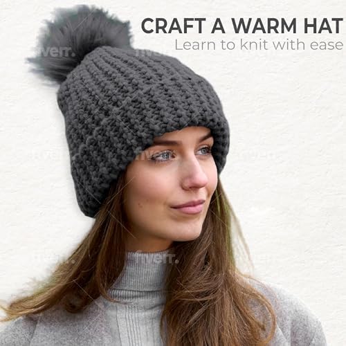 Knitting Kits for Beginners Adults – Practical and Easy to Use Hat Knitting Kit with Yarn, Bamboo Knitting Needles, Faux Pom Pom – Complete Beginners Knitting Kit – Lovely Present for Women and Men - Image 5