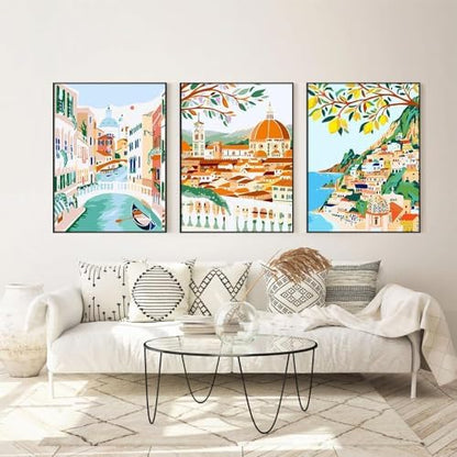 cupmod 6 Packs Paint by Number for Adults,Scenery-Cityscape DIY Acrylic Oil Painting Paint by Numbers Kits on Canvas,Adults Paint by Numbers Kits Drawing Paintwork for Home Decor - Image 4