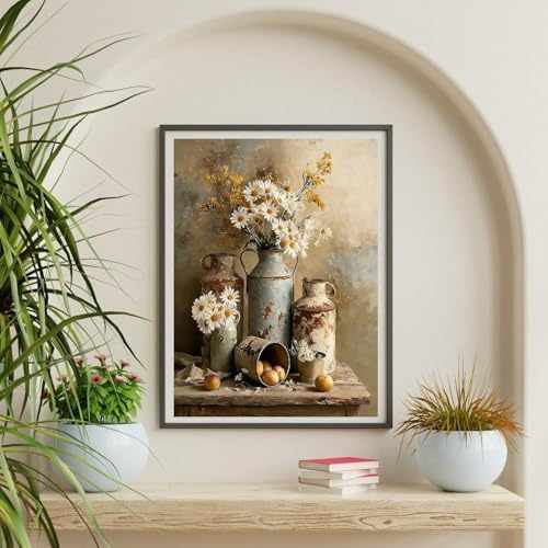 Daisy Flower Paint by Numbers Kit for Adults Framed Canvas, Frameworkless - Image 5