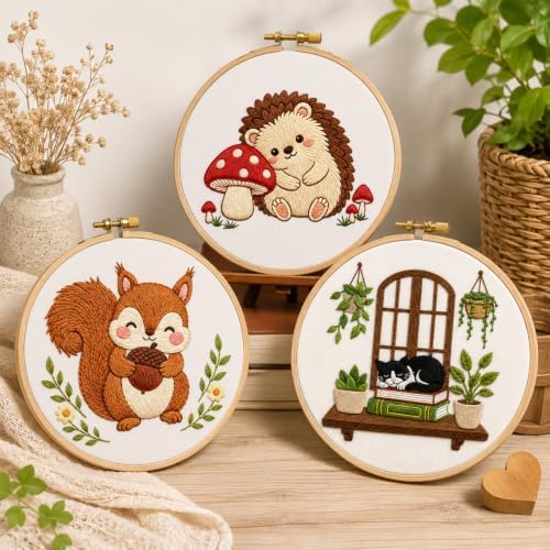 Nuberlic Embroidery Kit for Beginners Stamped Hedgehog Needlepoint - Image 7