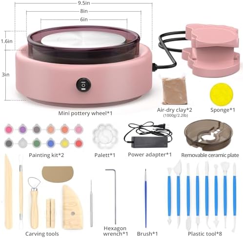 SKIRFY Pottery Wheel for Beginners, Complete Pottery Studio Kit with Foot Pedal, Adjustable Speed, 2.2 LB Air-Dry Clay, 21 Sculpting Tools, Ceramic Craft Kit for Ages 8+, Teens & Adults - Image 2
