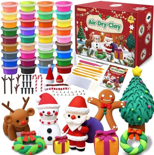 ESSENSON Air Dry Clay Christmas Crafts Kit, 36 Colors DIY Modeling Clay Craft Set with Accessories, Christmas Stocking Stuffers for Kids, Xmas Gift for Girls Boys by ESSENSON