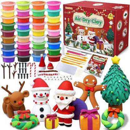 ESSENSON Air Dry Clay Christmas Crafts Kit, 36 Colors DIY Modeling Clay Craft Set with Accessories, Christmas Stocking Stuffers for Kids, Xmas Gift for Girls Boys by ESSENSON