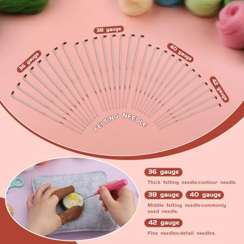 ZXIIXZ 50 Colors Needle Felting Kit, 185 Pcs Felt Kits for Beginners Adult - Image 4
