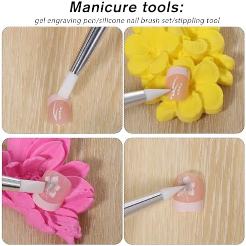 5 Pcs Nail Art Dotting Tools Dual-Ended Nail-Art Sculpture Pen Dotting Tools Dual-Head Resin Nails-Art-Tools Silicone Nail Polish Brushes Modeling Painting Tool DIY Arts (Black) - Image 6
