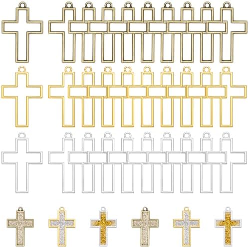 Gartful 30PCS Open Bezels for Resin Jewelry Making, Earring Making Kit, Geometric Frame Charms for Pendants, Earrings, Necklaces, DIY Crafts, Cross Shape by Gartful