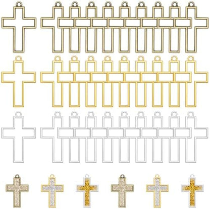 Gartful 30PCS Open Bezels for Resin Jewelry Making, Earring Making Kit, Geometric Frame Charms for Pendants, Earrings, Necklaces, DIY Crafts, Cross Shape by Gartful