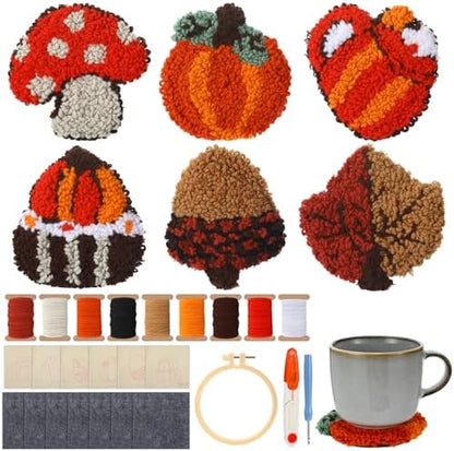 Mindsoft Fall Punch Needle Coaster Kits for Adult Beginner by Mindsoft