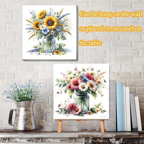 TCDZMYGS 2 Pack Flower Paint by Numbers Kit for Adults Beginner,Daisy Paint by Number Kits with Frame,DIY Acrylic Oil Painting by Numbers for Home Wall Decor 9.8 x 9.8 inch - Image 4