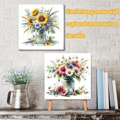 TCDZMYGS 2 Pack Flower Paint by Numbers Kit for Adults Beginner,Daisy Paint by Number Kits with Frame,DIY Acrylic Oil Painting by Numbers for Home Wall Decor 9.8 x 9.8 inch - Image 4