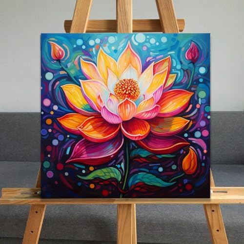 JUJUHOOD Lotus Flower Paint by Numbers Kit for Adults Beginner & Kids Ages 8-12,Abstract Flower Paint by Number Without Easel, Acylic Paint by Numbers for Gift Home Wall Decor 10x10Inch - Image 5