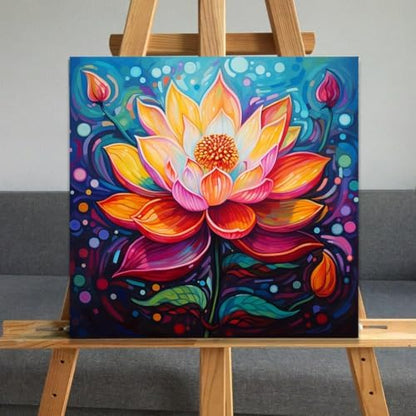 JUJUHOOD Lotus Flower Paint by Numbers Kit for Adults Beginner & Kids Ages 8-12,Abstract Flower Paint by Number Without Easel, Acylic Paint by Numbers for Gift Home Wall Decor 10x10Inch - Image 5