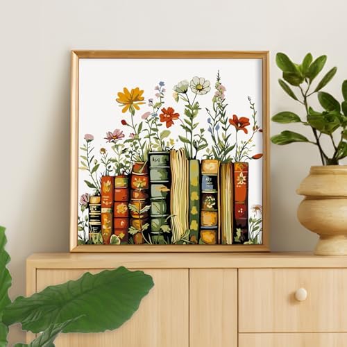 Framed Paint by Numbers Kit for Adults Beginners – Books and Flowers - Image 6