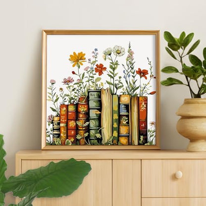 Framed Paint by Numbers Kit for Adults Beginners – Books and Flowers - Image 6