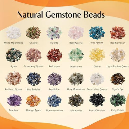 MineCrystals Jewelry Making Kit DIY Natural Crystal Chip Stones Beads Tools kit Jewelry Wires Findings Supplies Instruction Guide Gift Box for Adult Teens Craft Bracelet Earring Necklace - Image 2