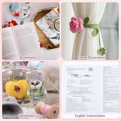 WSICSE 8-Pc Crochet Flower Bookmark Kit, Handmade Floral DIY Set - Image 6