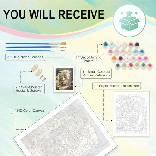 Paint by Numbers Kit for Adults, Rose Garden DIY Painting Kit, 16x20 Inch - Image 4