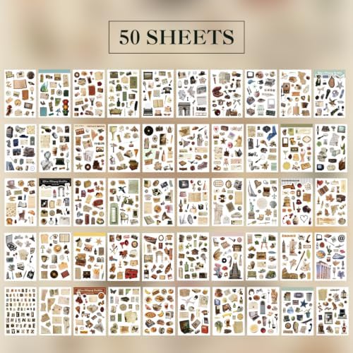 1000+ PCS Retro Vintage Sticker Book, Old Fashion Little Object Theme Aesthetic Stickers for Scrapbooking, Art Journaling, Junk Journal Supplies for Adults Teens Girls DIY Crafts Decorations - Image 2