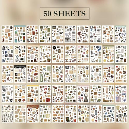 1000+ PCS Retro Vintage Sticker Book, Old Fashion Little Object Theme Aesthetic Stickers for Scrapbooking, Art Journaling, Junk Journal Supplies for Adults Teens Girls DIY Crafts Decorations - Image 2